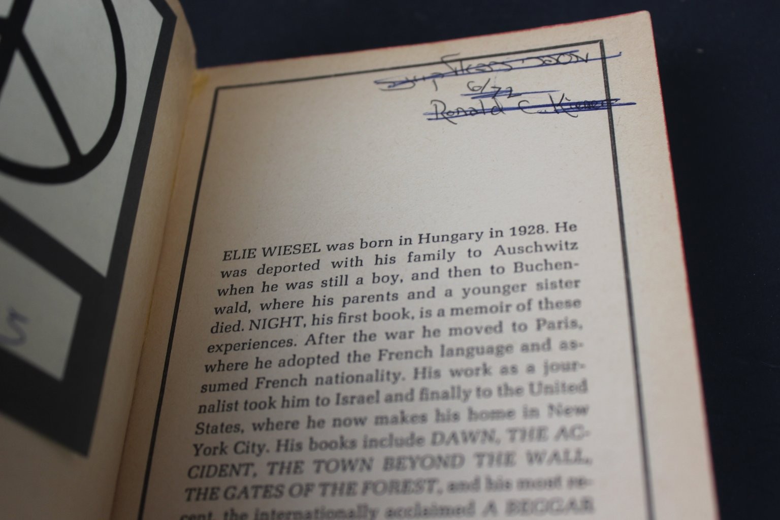 Night Elie Wiesel 1972 Seventh Printing Discus Edition Holocaust Memoir PB