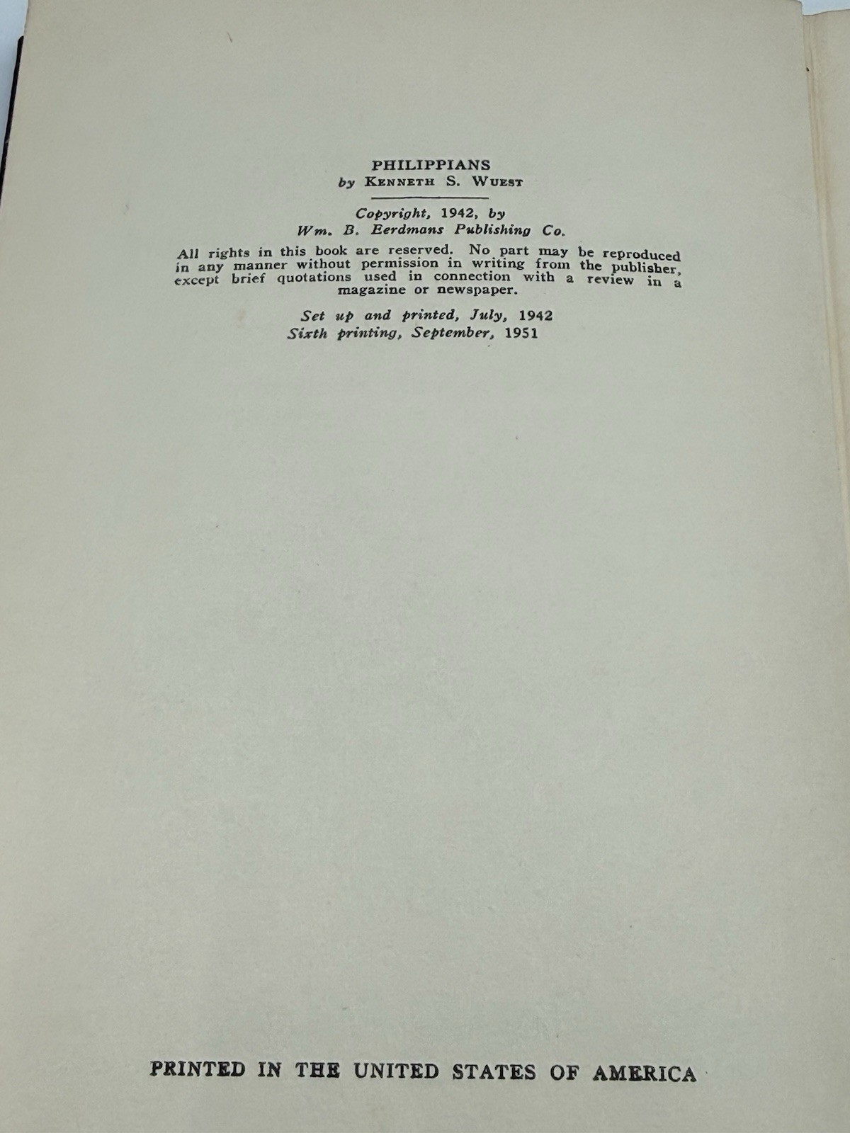 Philippians in the Greek New Testament by Kenneth S Wuest 1951 HC Book Eerdmans