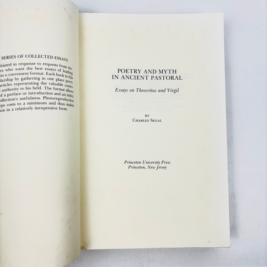 Poetry and Myth in Ancient Pastoral Charles Segal 1981 Thoecritus & Virgil