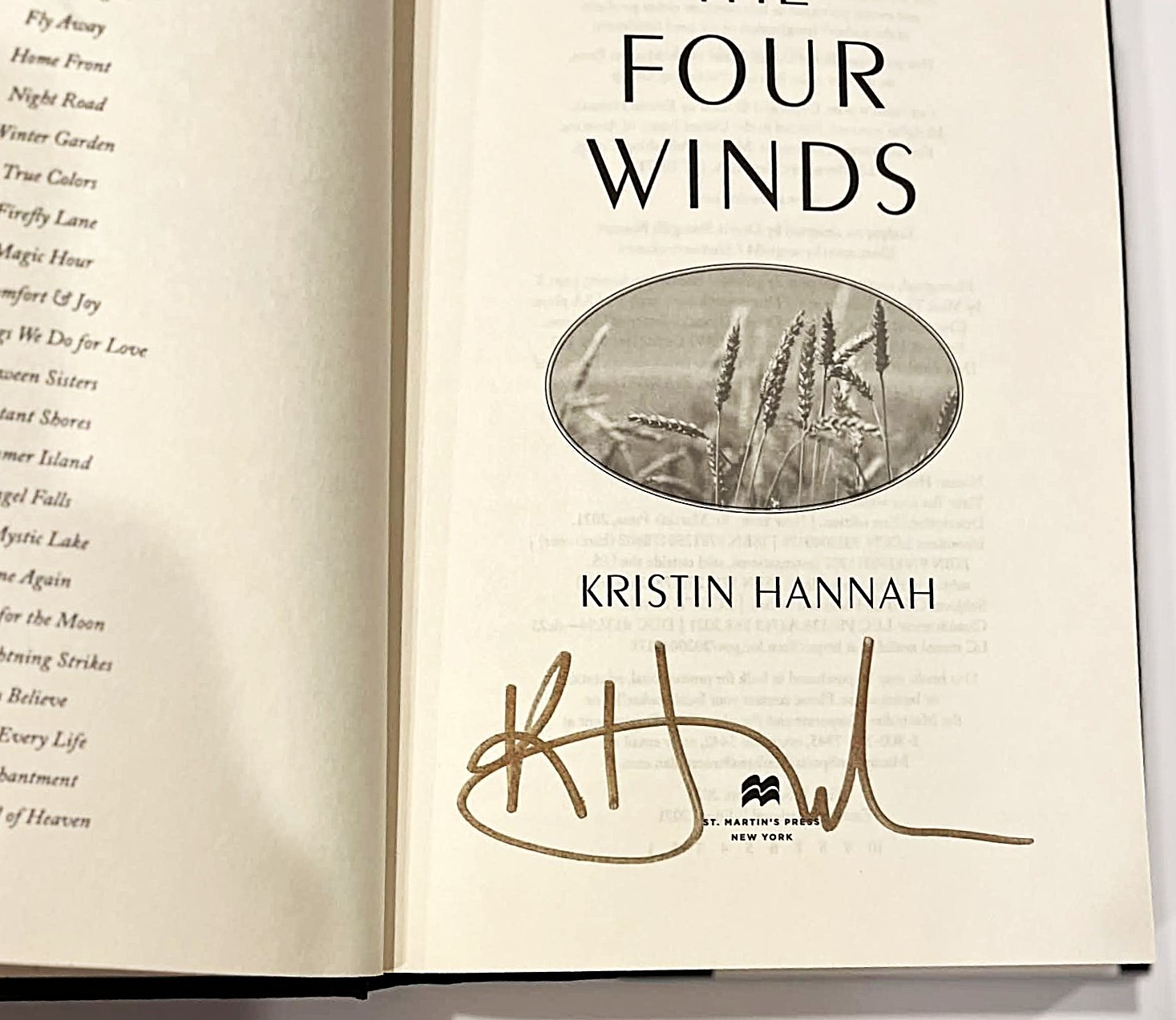 The Four Winds Kristin Hannah SIGNED Autographed True First Edition Hardcover DJ