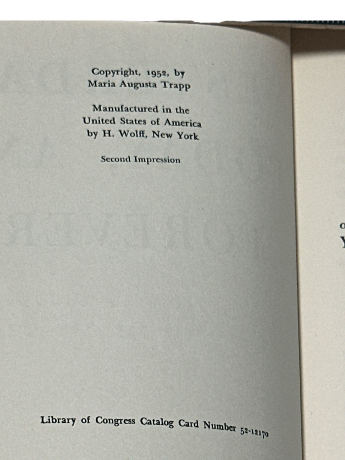 Maria Augusta Trapp. Yesterday, Today and Forever 1952 1st Ed. 2nd Print Signed!
