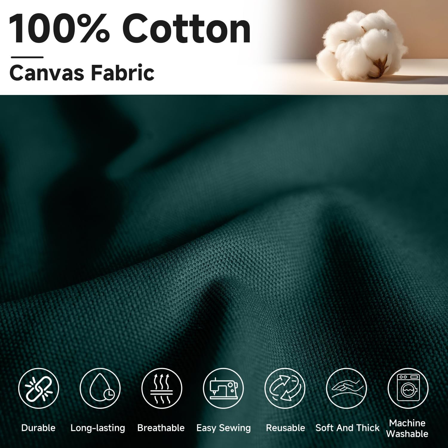 Canvas Fabric by the Yard, 59“ Wide, 10Oz Premium Natural Cotton Duck Canvas Fa