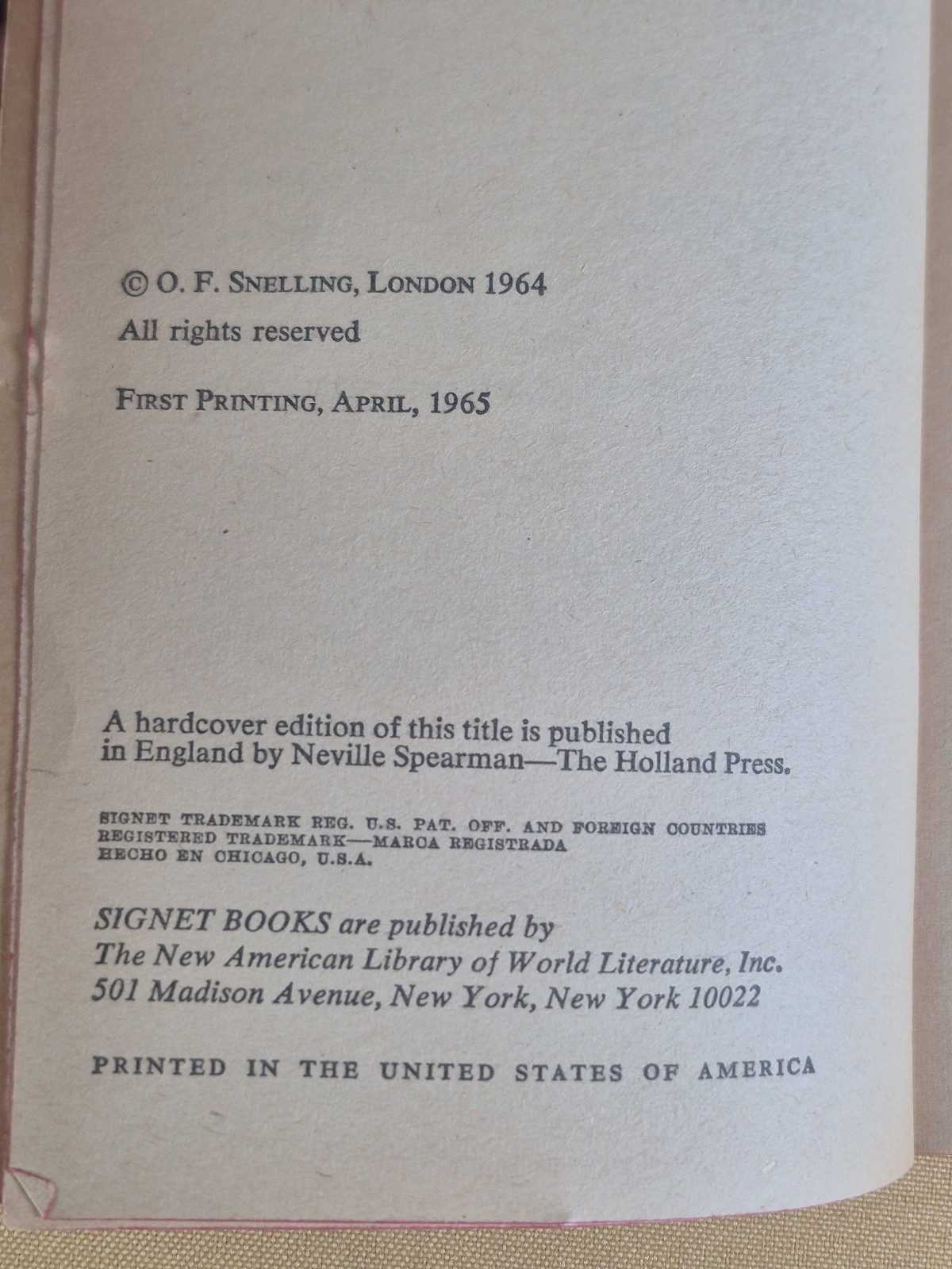 007 James Bond: A Report – O.F. Snelling – Signet 1965 Mass Market Paperback