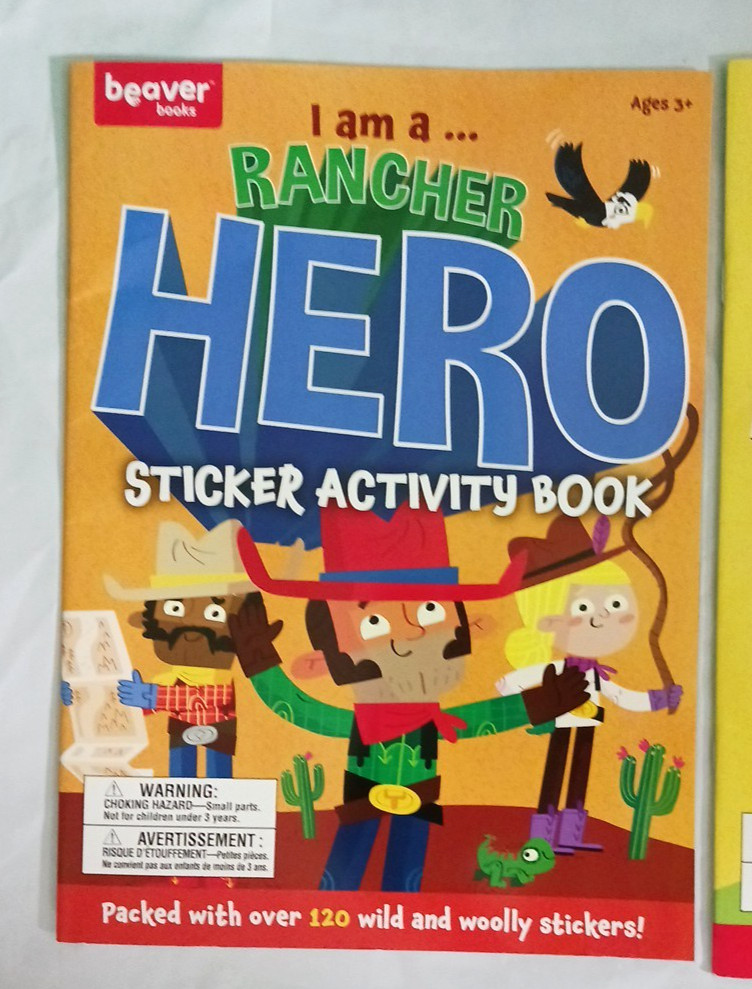 Sticker Activity Books For Kids. Set of 3 space, rancher, everyday hero 8X 10.5″