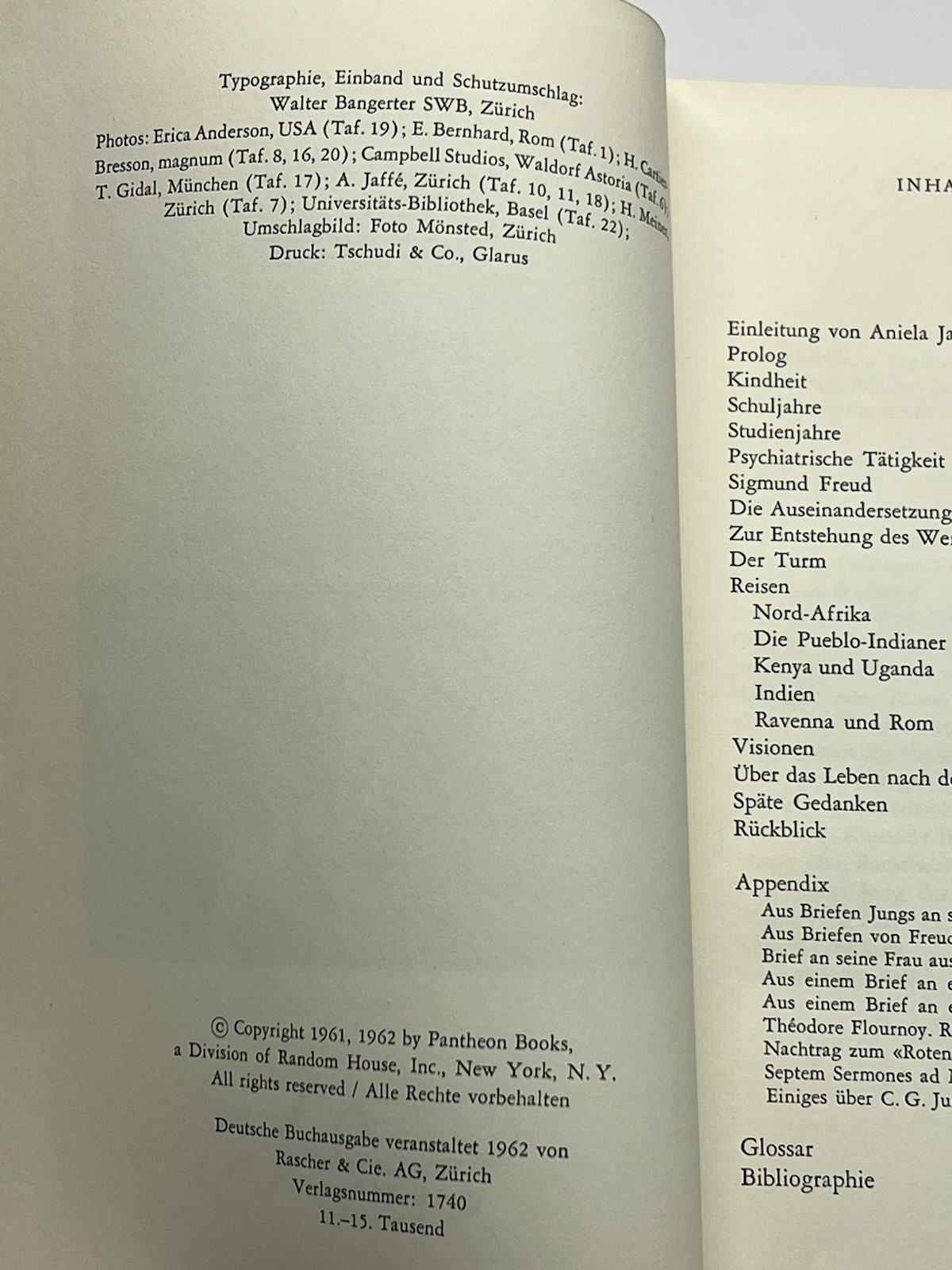 Erinnerungen, Träume, Gedanken By Carl Gustav Jung C.G. Jung HC 1962