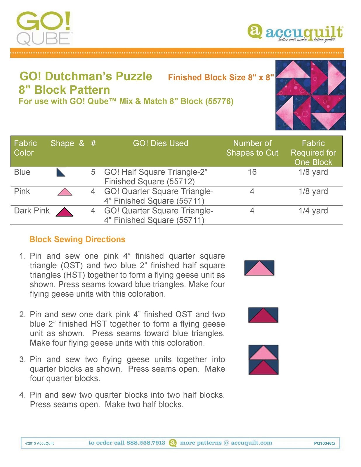 ACCUQUILT GO QUBE 8″ Block Patterns Manual – LOOP FASTENED – TOUGH JACKET