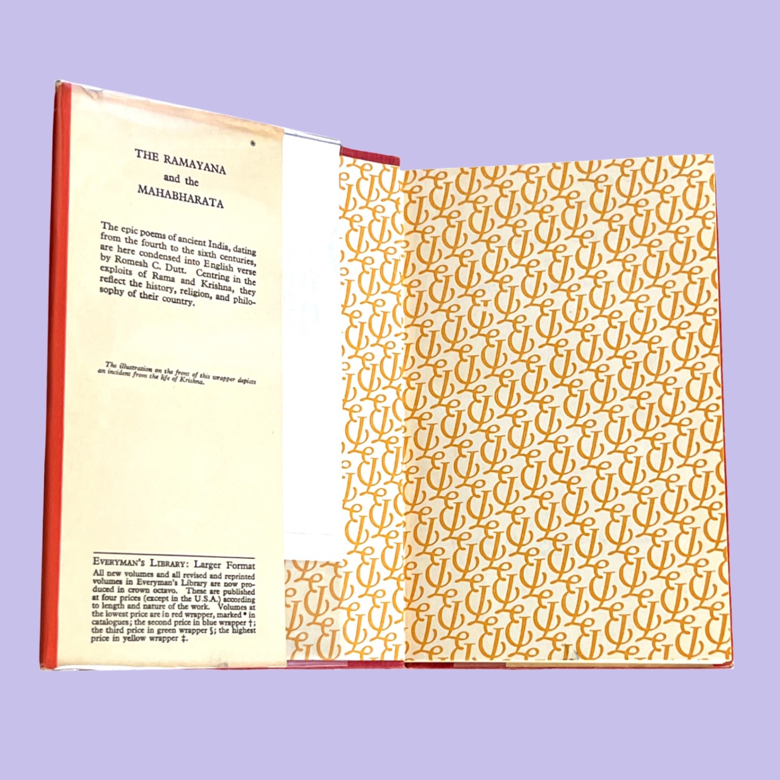 The Ramayana and the Mahabharata (1955) Romesh C. Dutt Everyman’s Library HC DJ