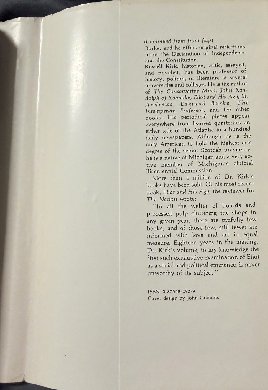 The roots of American order (1st Ed) by Russell Kirk Signed Personalized 1974