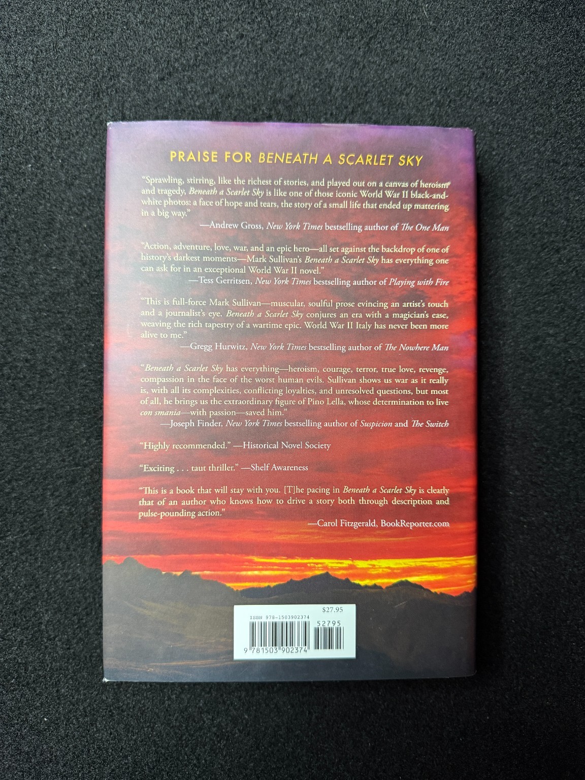 Beneath a Scarlet Sky Mark Sullivan 2017 WWII Historical Fiction Hardcover DJ