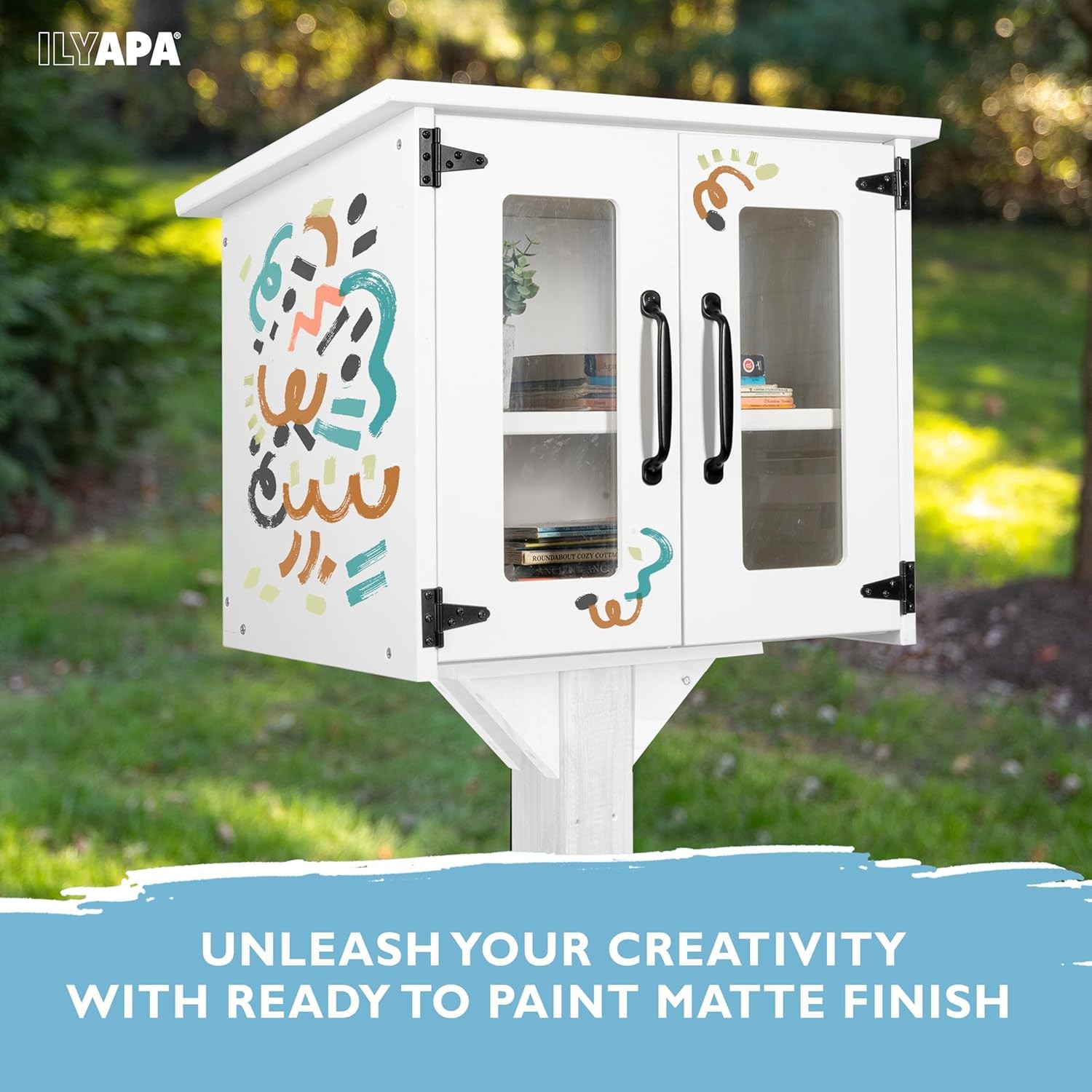Little Library Box Outdoor – 22X14X19 Inch, White Library Book Kit – Weatherproo