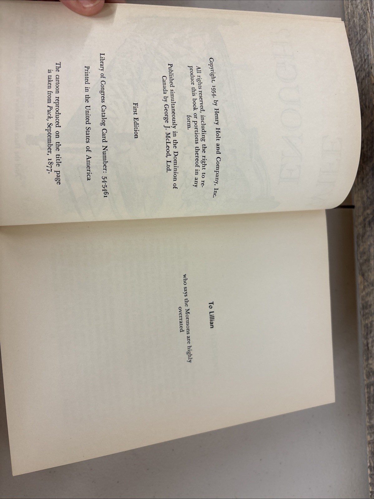 Isn’t One Wife Enough? The Story of Mormon Polygamy-1954 First Ed. w Dust Jacket