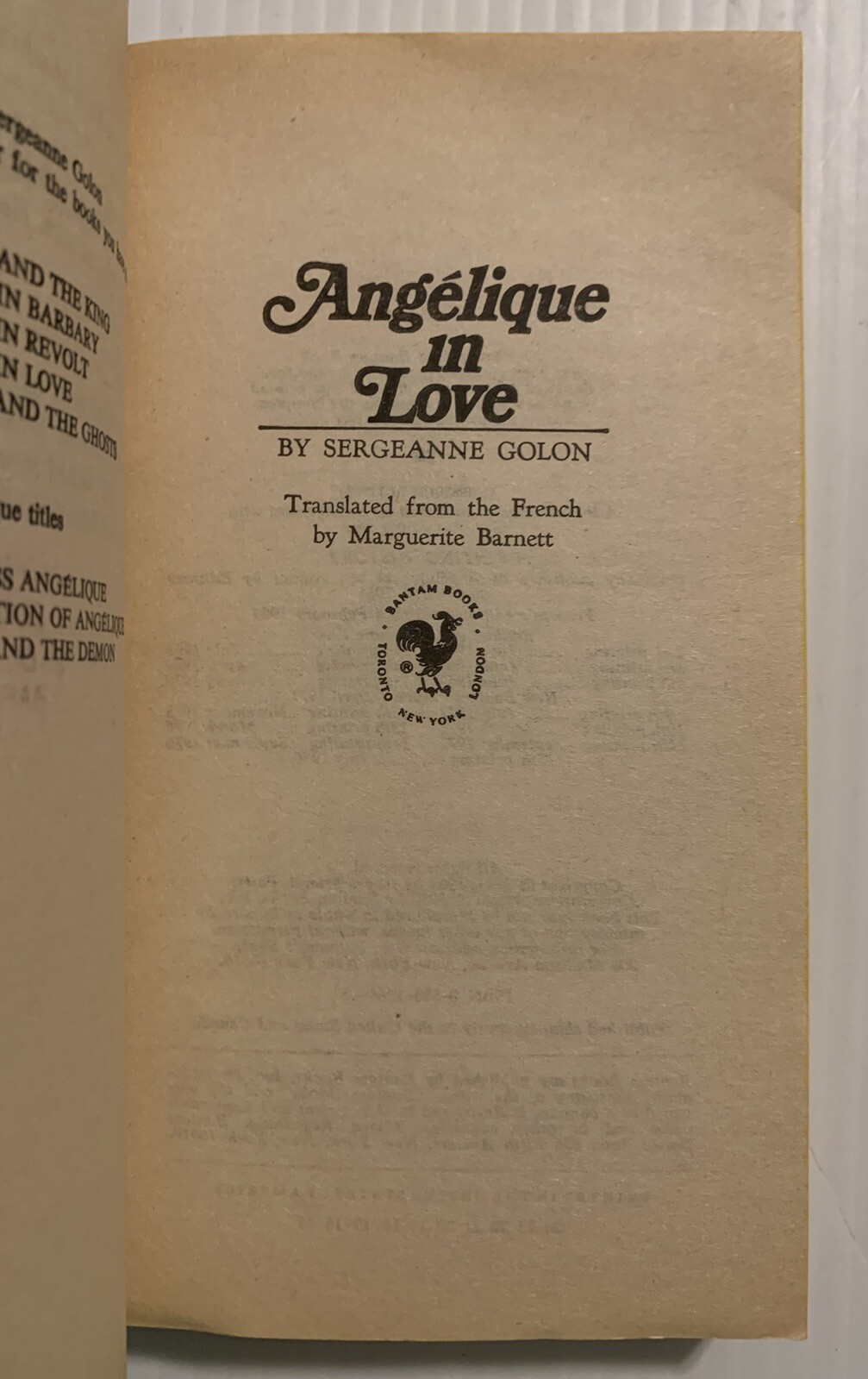 Angelique in Love by Sergeanne Golon Book #5 Bantam 1980 Romance Historical