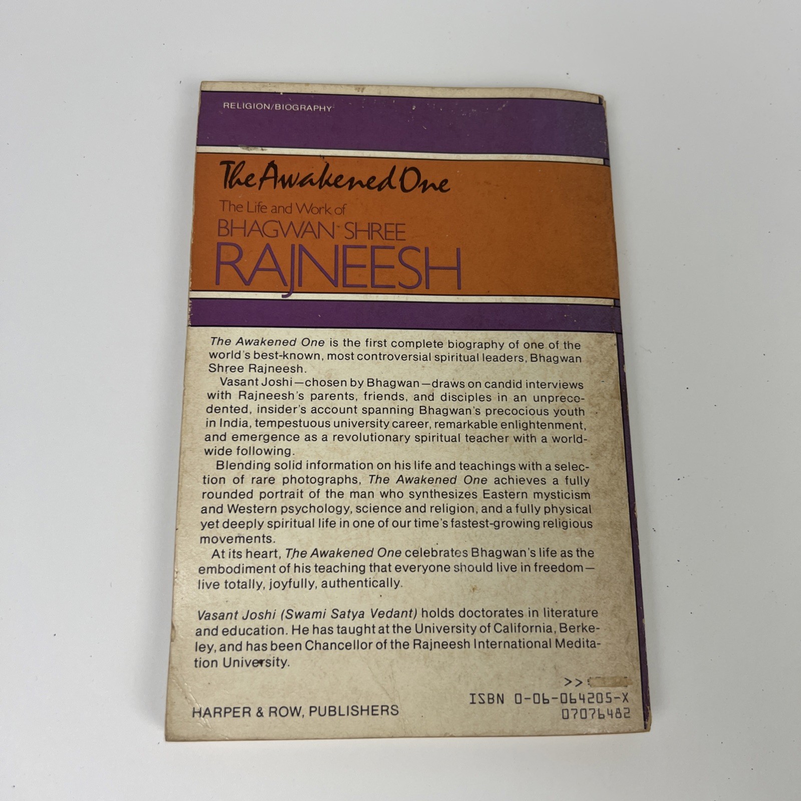 The Awakened One Bhagwan Shree Rajneesh Vasant Joshi 1982 First Edition Harper &