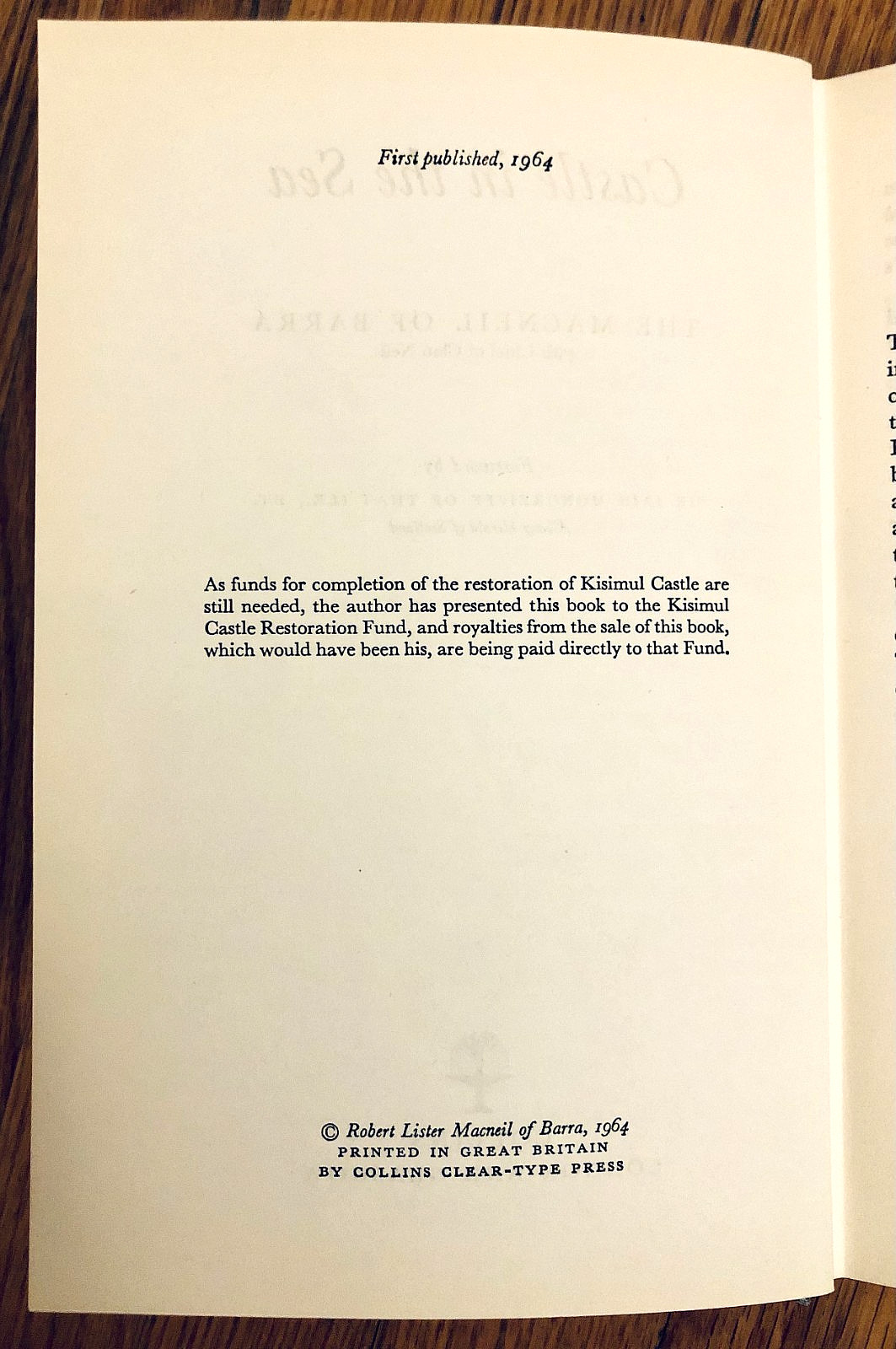 CASTLE IN THE SEA—THE MACNEIL OF BARRA (1964) UK HARDCOVER W/DJ—190 PAGES VGC