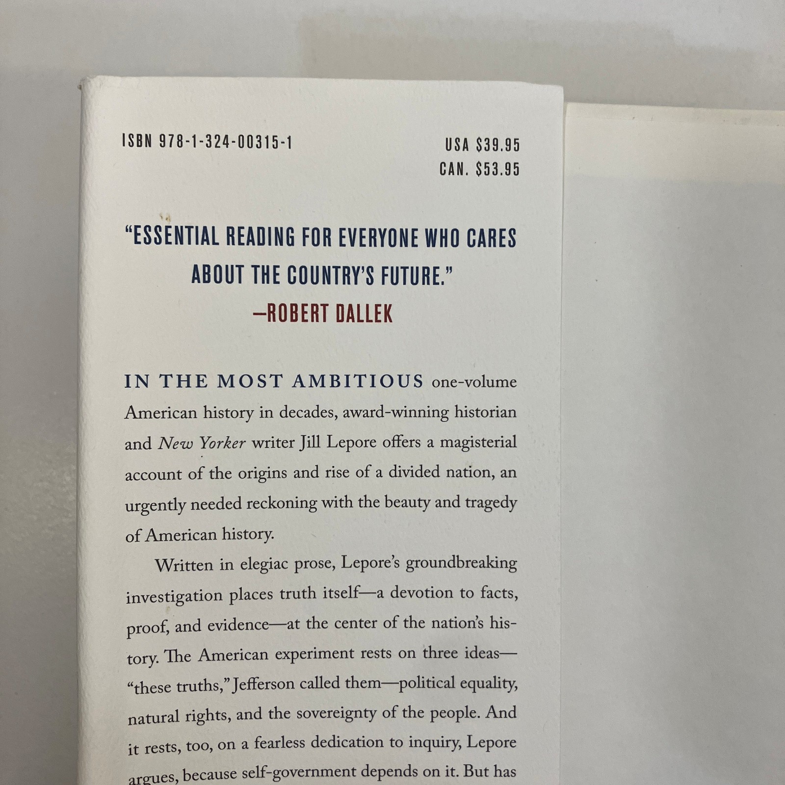 SIGNED These Truths A History of the United States Jill Lepore 1st Ed 2018 HCDJ