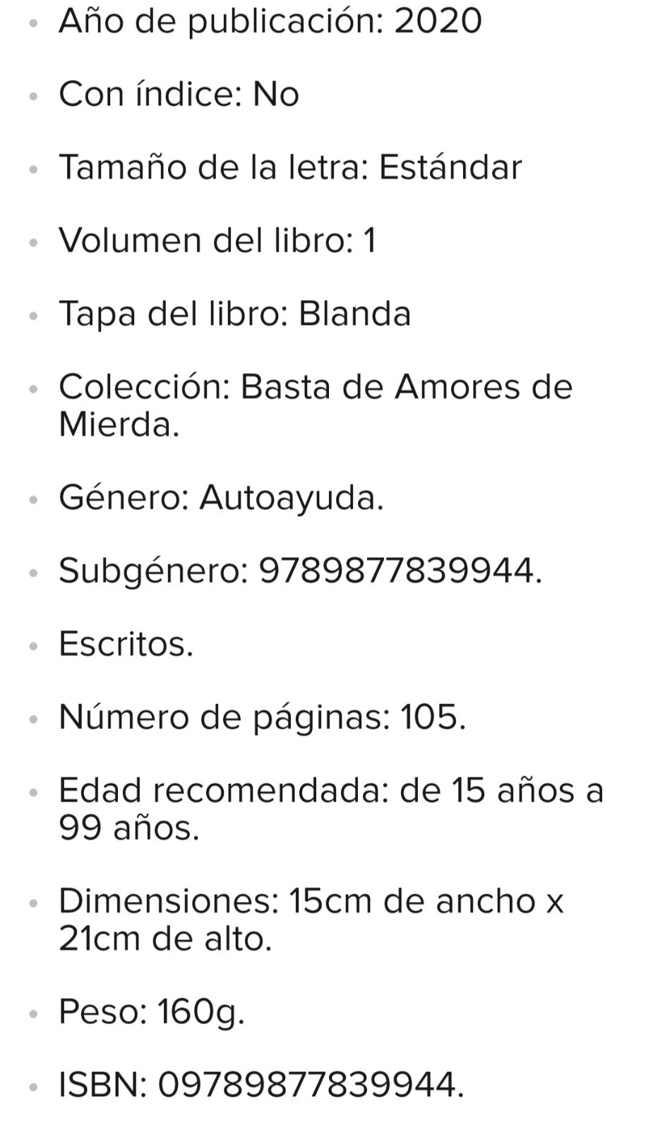 LIBRO“BASTA DE AMORES DE MIERDA“, VOL. 1 PAPEL De Pela Gonzalo Romero Español
