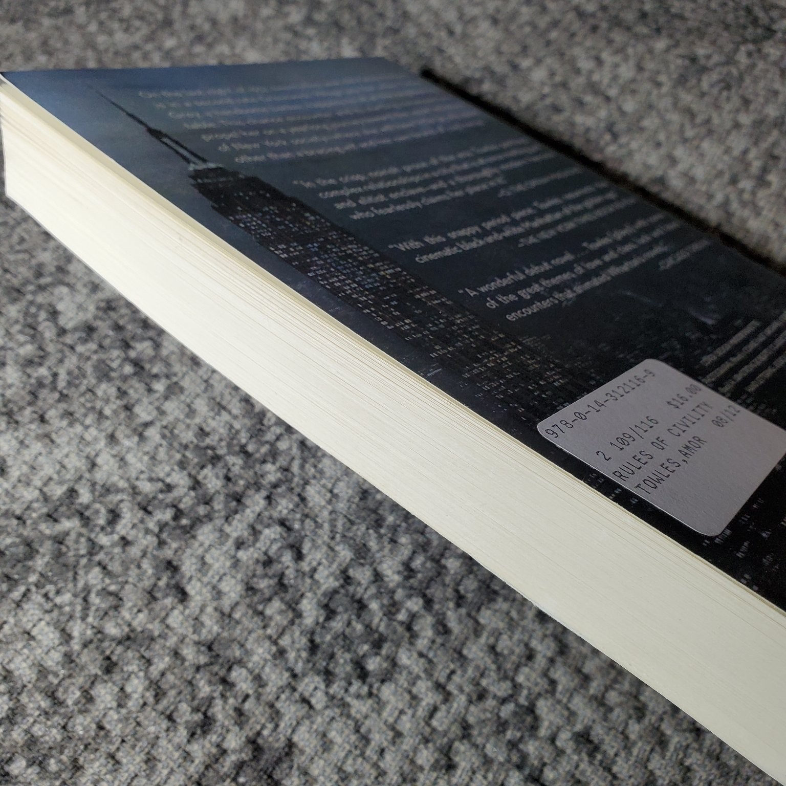 Rules of Civility Amor Towles 2012 Paperback Fiction Penguin Books