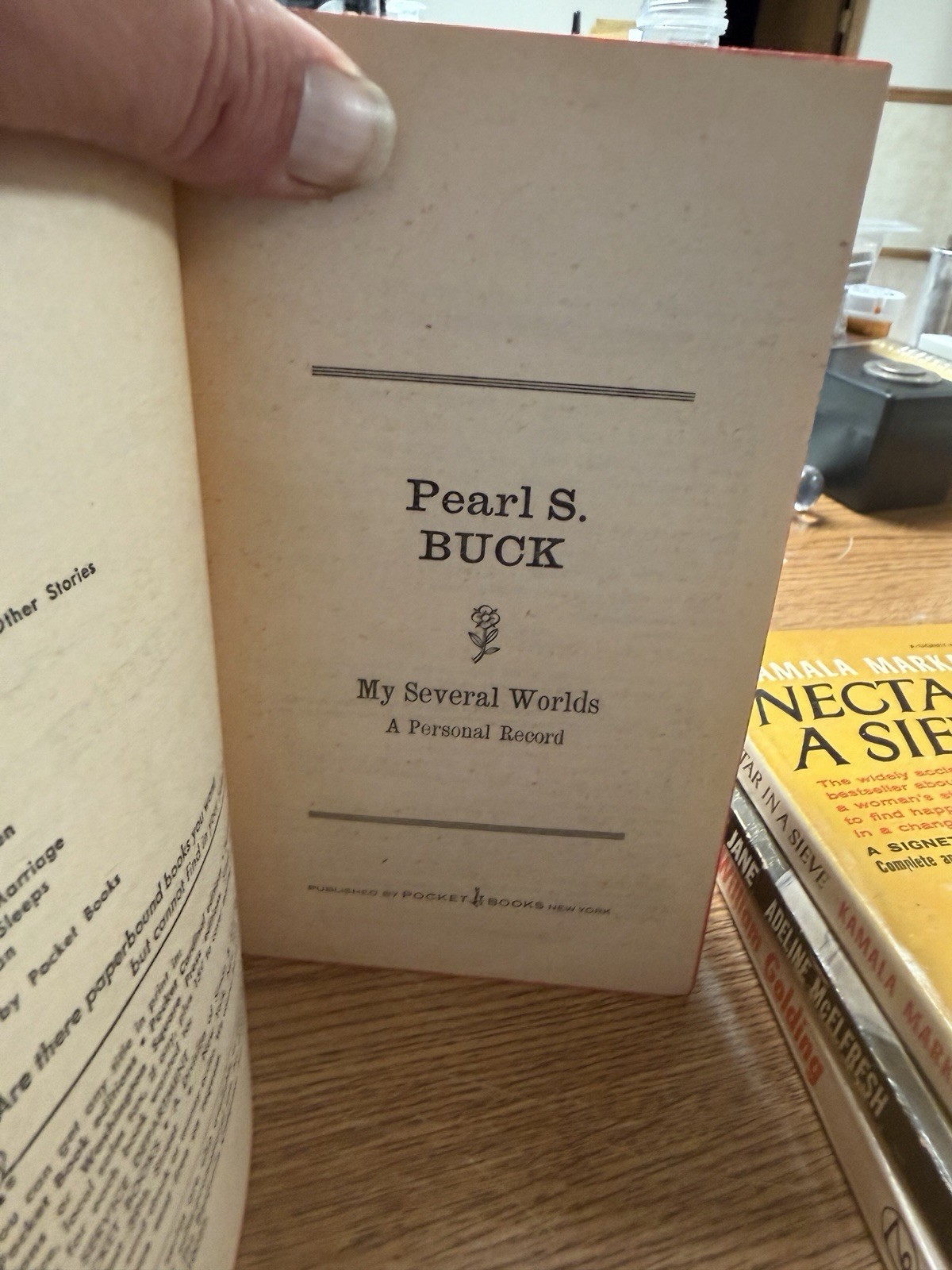 Pearl S. Buck My Several Worlds Paperback Pocket Books 1956 Vintage