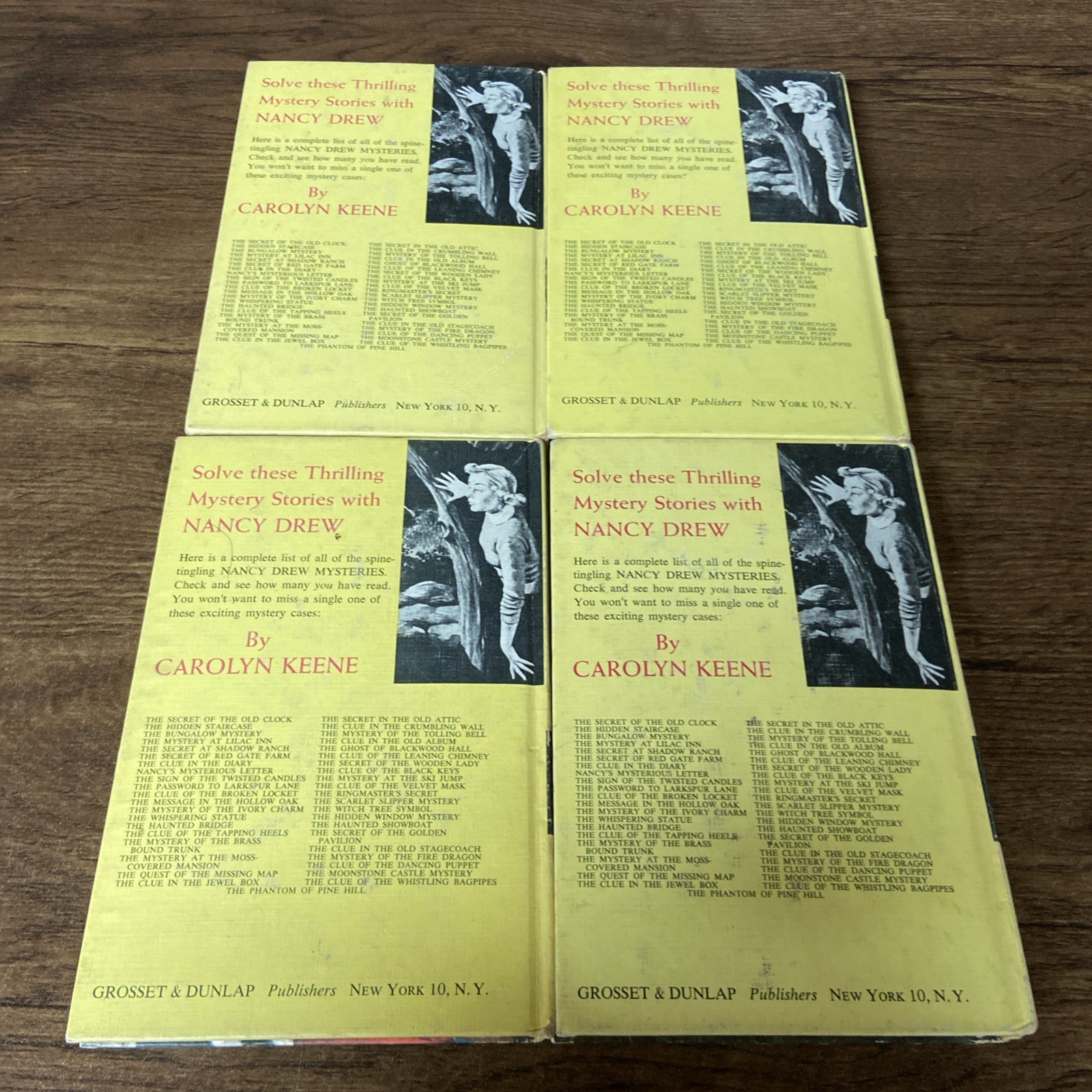 Lot of 4 Nancy Drew Mystery Carolyn Keene Matte HC Blue End Pages VG