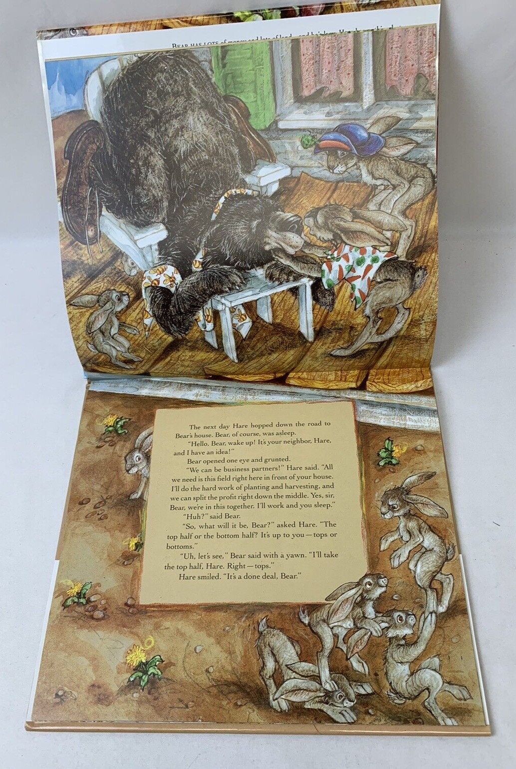 SIGNED Tops & Bottoms Adapted & Illustrated Janet Stevens 1995 HC/DJ Caldecott
