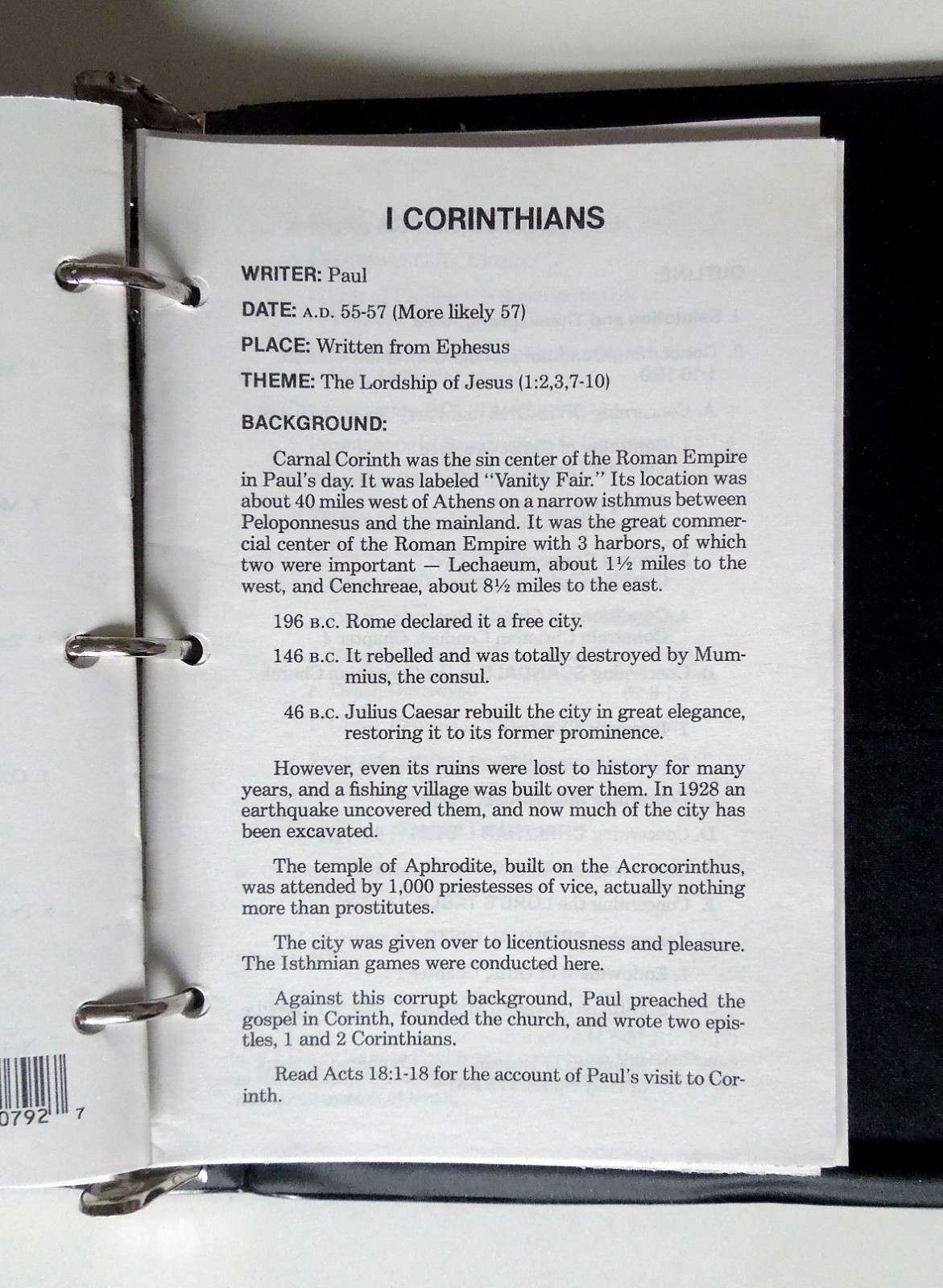 J. Vernon McGee’s Notes on the Holy Bible (partially complete, w/binder)