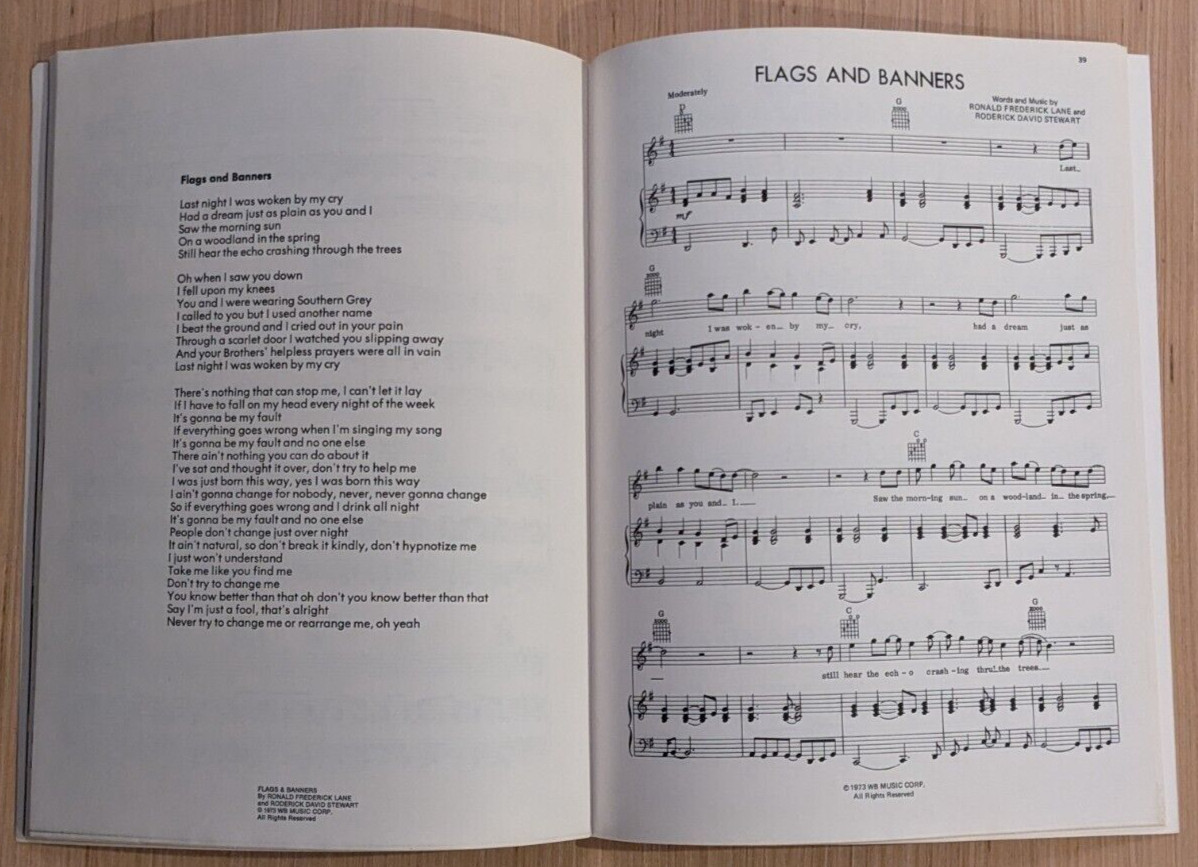 Ooh La La Faces Song Book Songbook Tablature Sheet Music 1973 Rod Stewart NOS