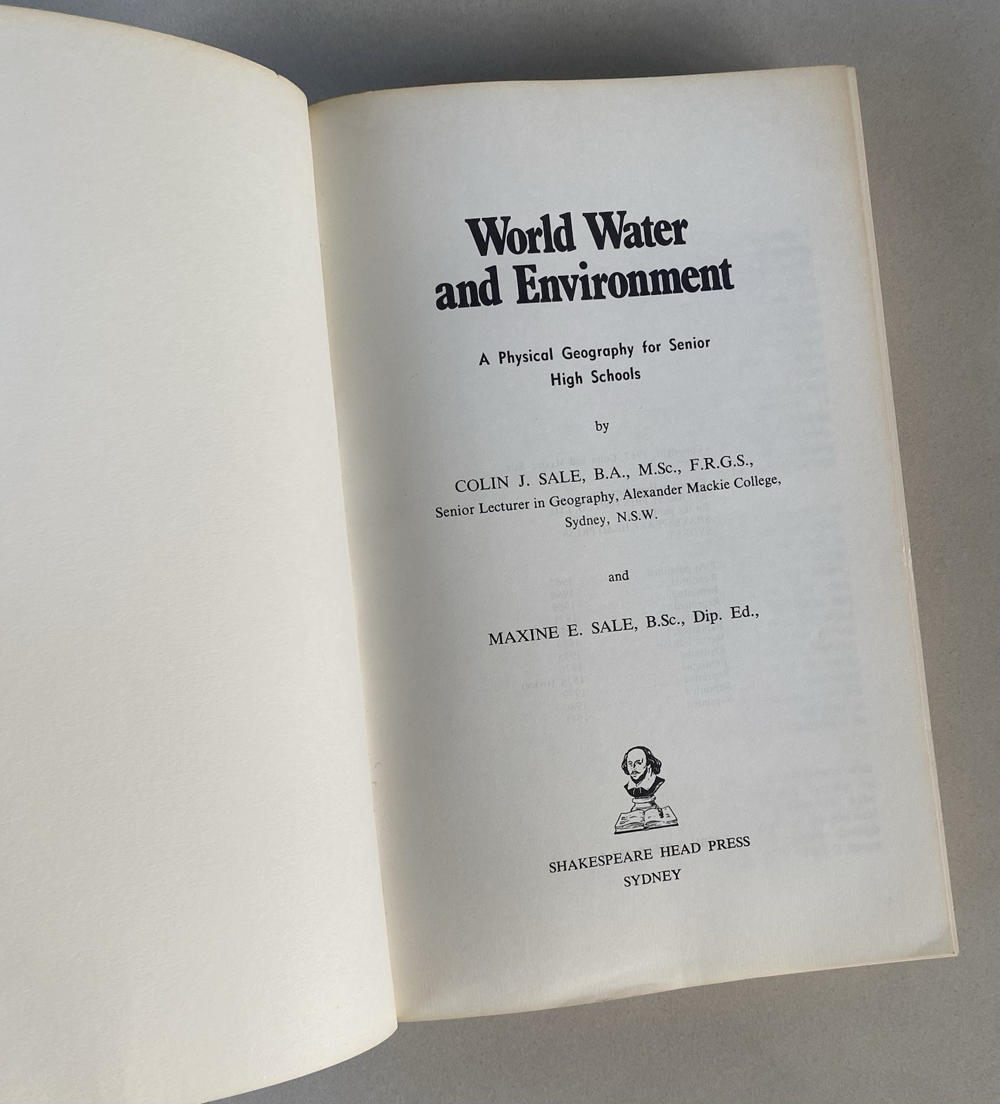 World Water and Environment by Colin & Maxine Sale (1981 Softcover)
