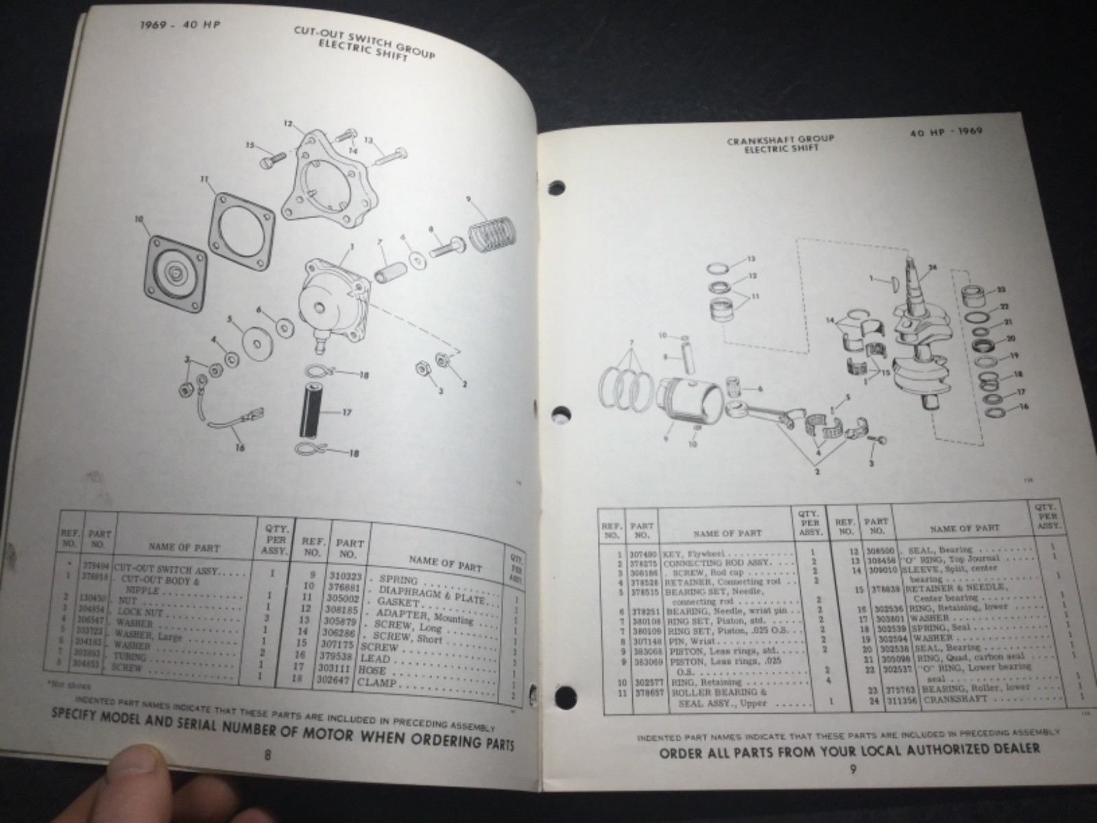 1969 Johnson & Evinrude 40 HP Lark Parts Manual 40ES69R 40ESL69R 40972R 40973R