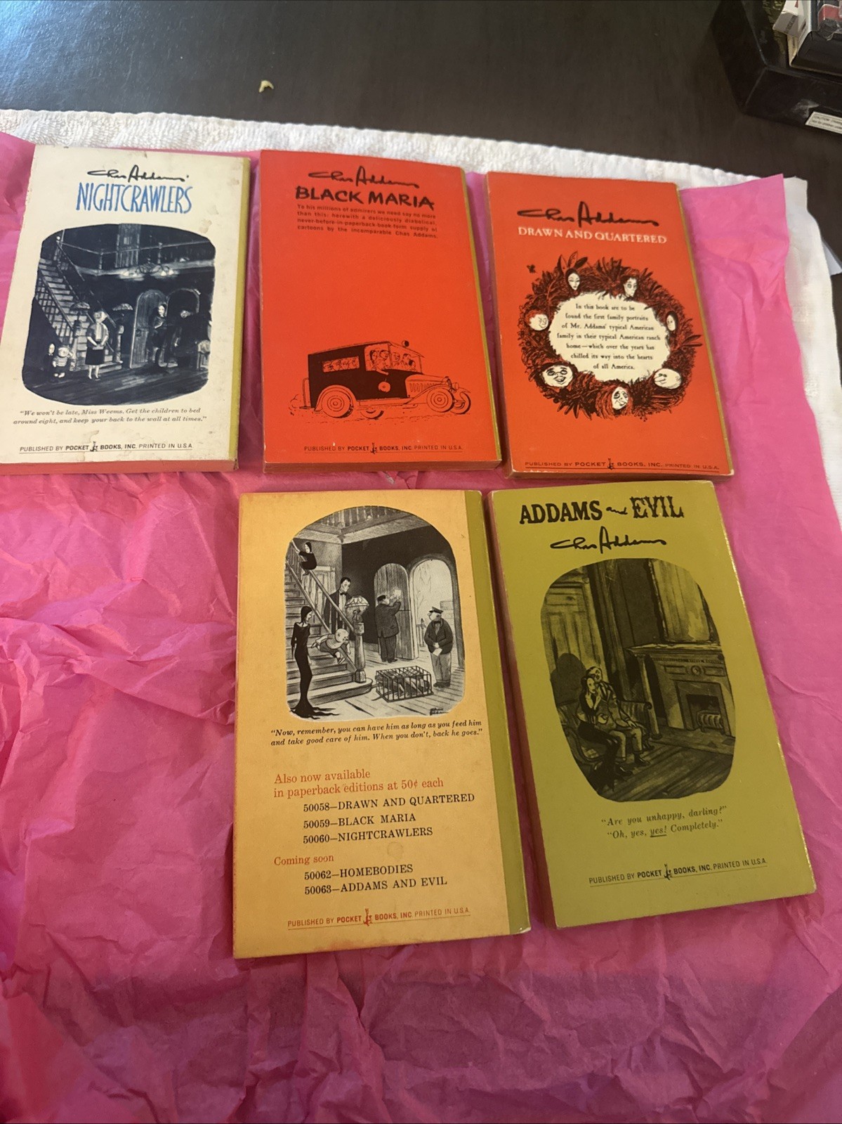 Lot Of 5 Vintage Addams Family Paperback Books Original Pocket Books Wednesday
