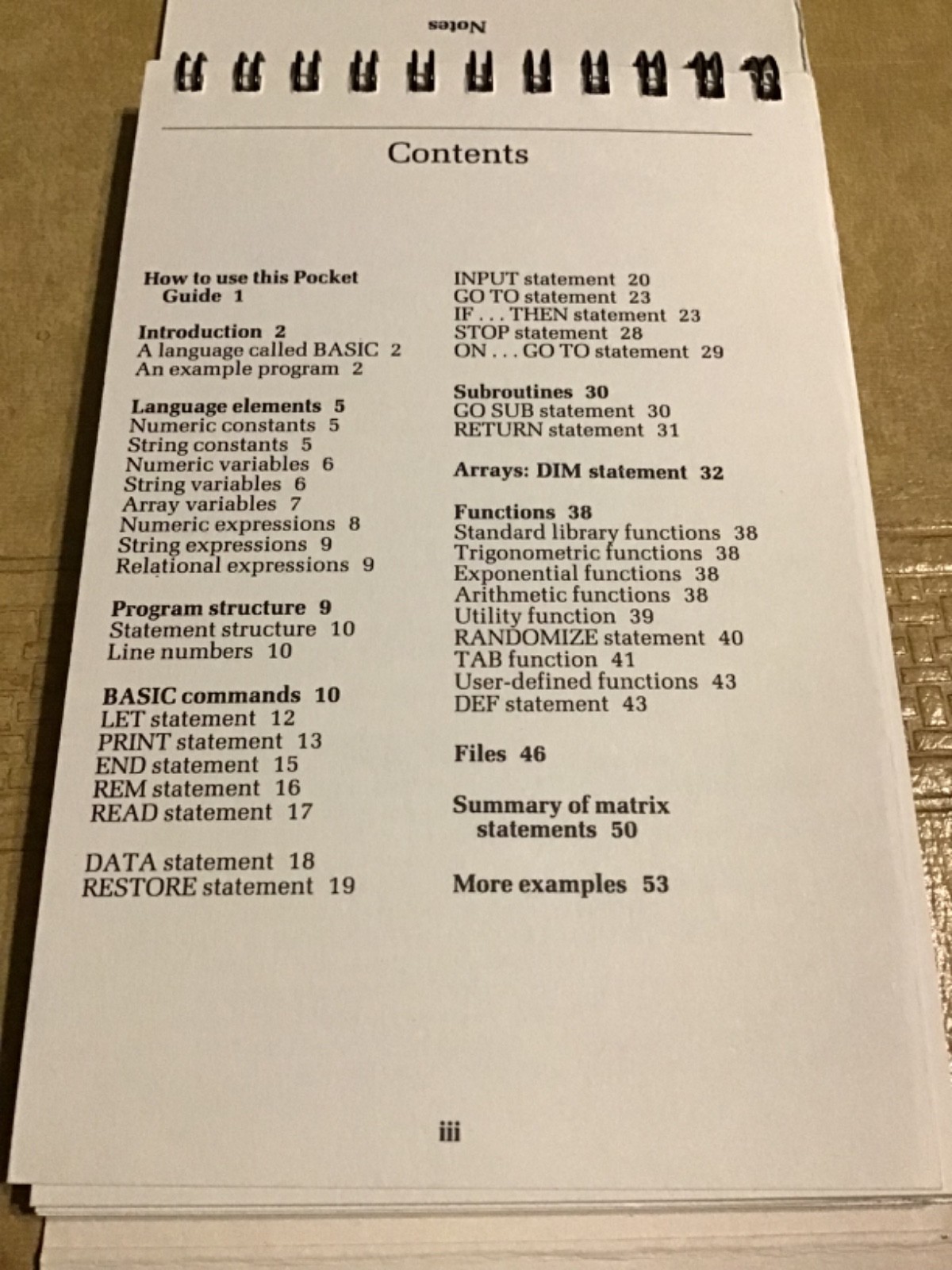 Addison-Wesley Pocket Guide to BASIC, Computer Programming, 1982 Micro Books
