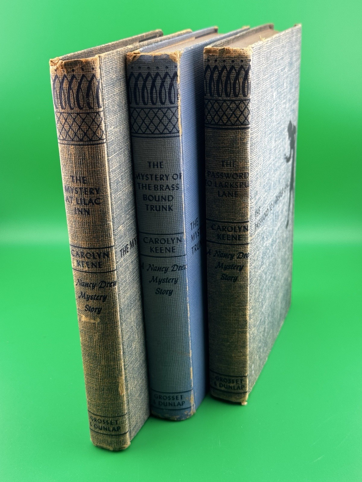 Lot of 3 Vintage Nancy Drew Books 1930s-50s Blue Tweed Cover Mysteries HC