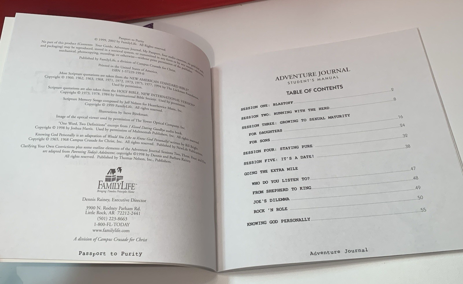 Books Only Passport To Purity Student & Parent Manual with Passport READ