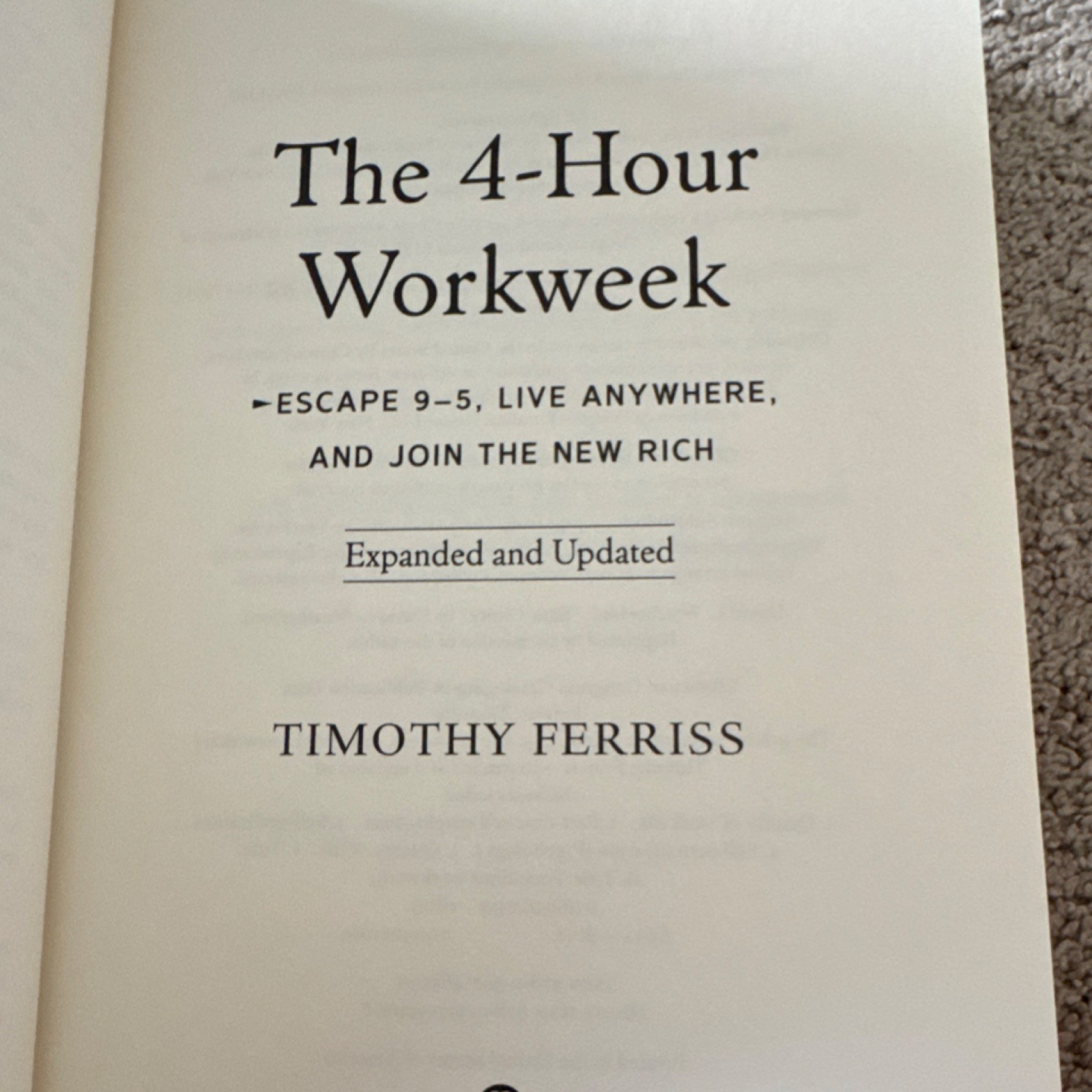 Timothy Ferriss The 4-Hour Workweek Expanded & Updated 2009 Paperback