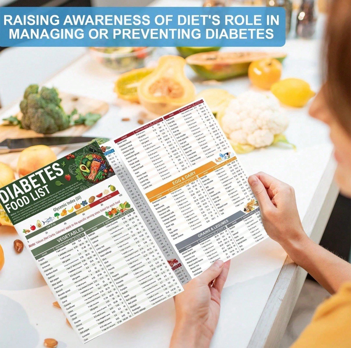 3PCS Diabetes Food List Chart and Meal Planner for Diabetics Type 3 Diabetes Die