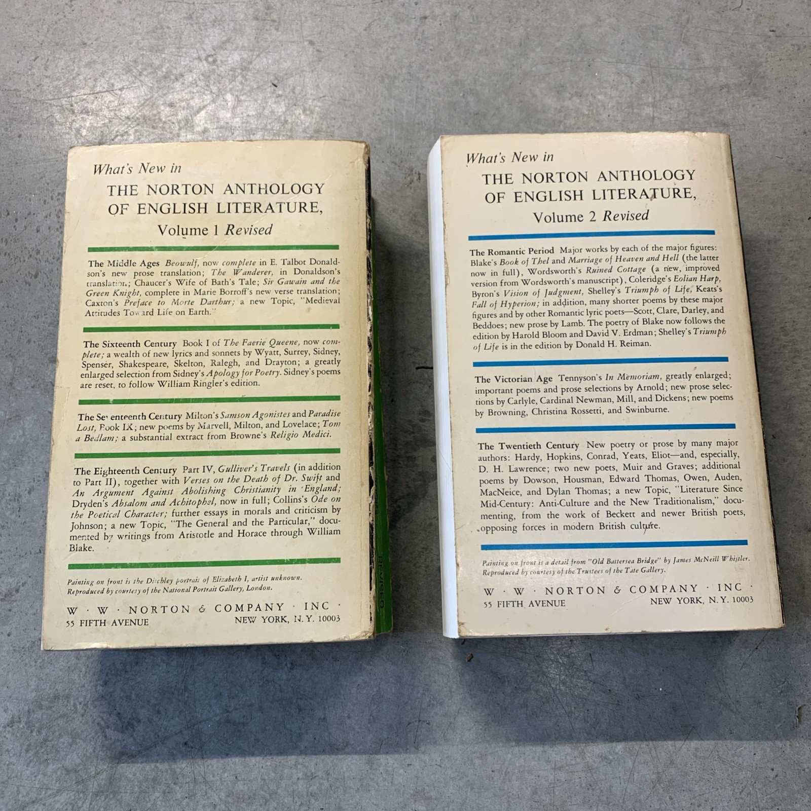 Vintage 1968 Norton Anthology of English Literature Vol 1 & 2 Paperback Set