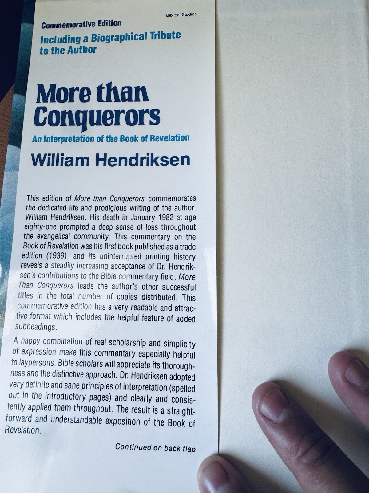 William Hendriksen More Than Conquerors HC Baker Book House Rev Commentary