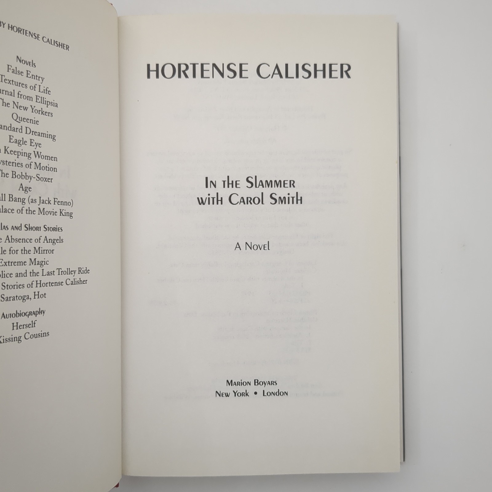 In The Slammer With Carol Smith Stories Hardcover Book Hortense Calisher 1997