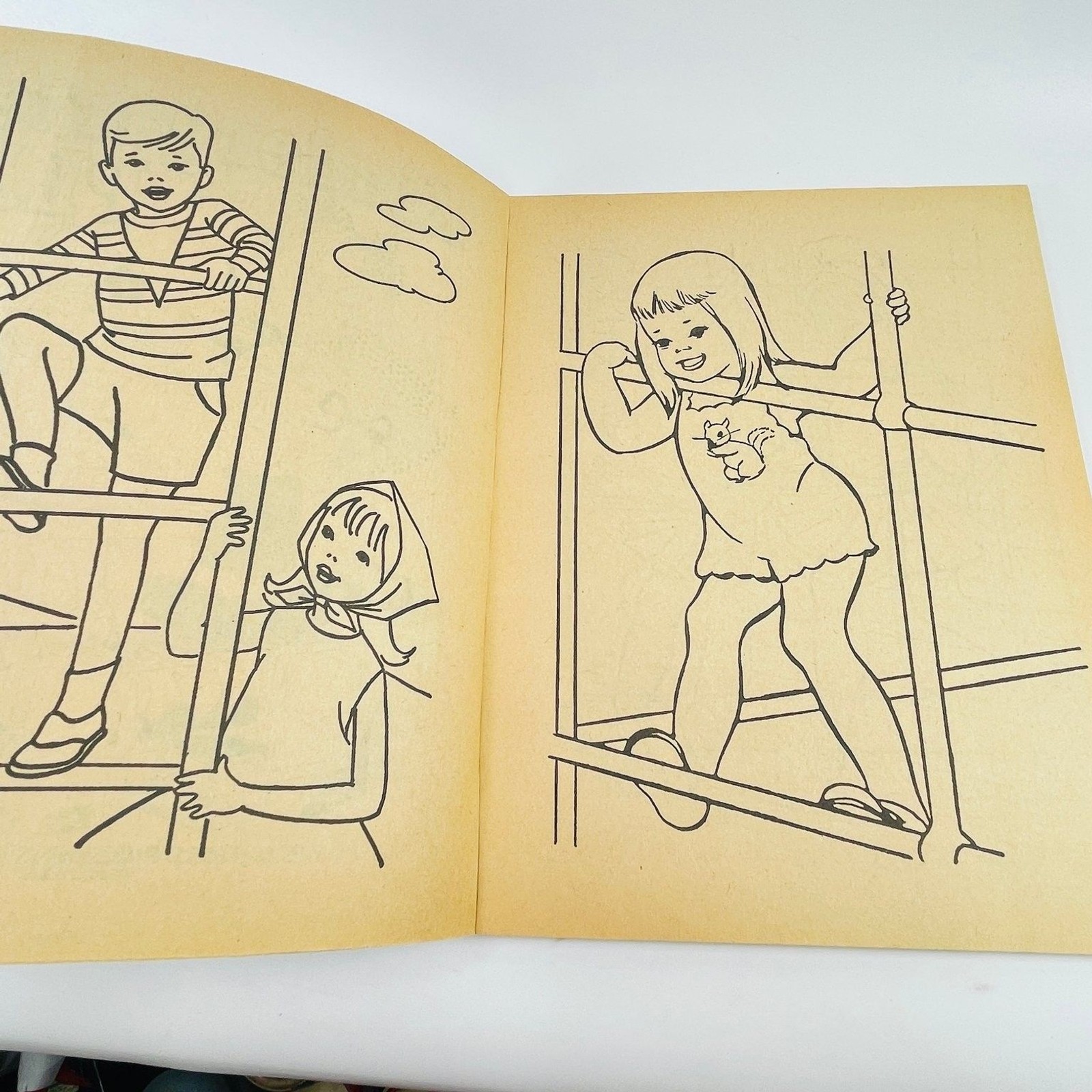 Kindergarten Play Artcraft 1960s Vintage Coloring Book Saalfield Uncolored