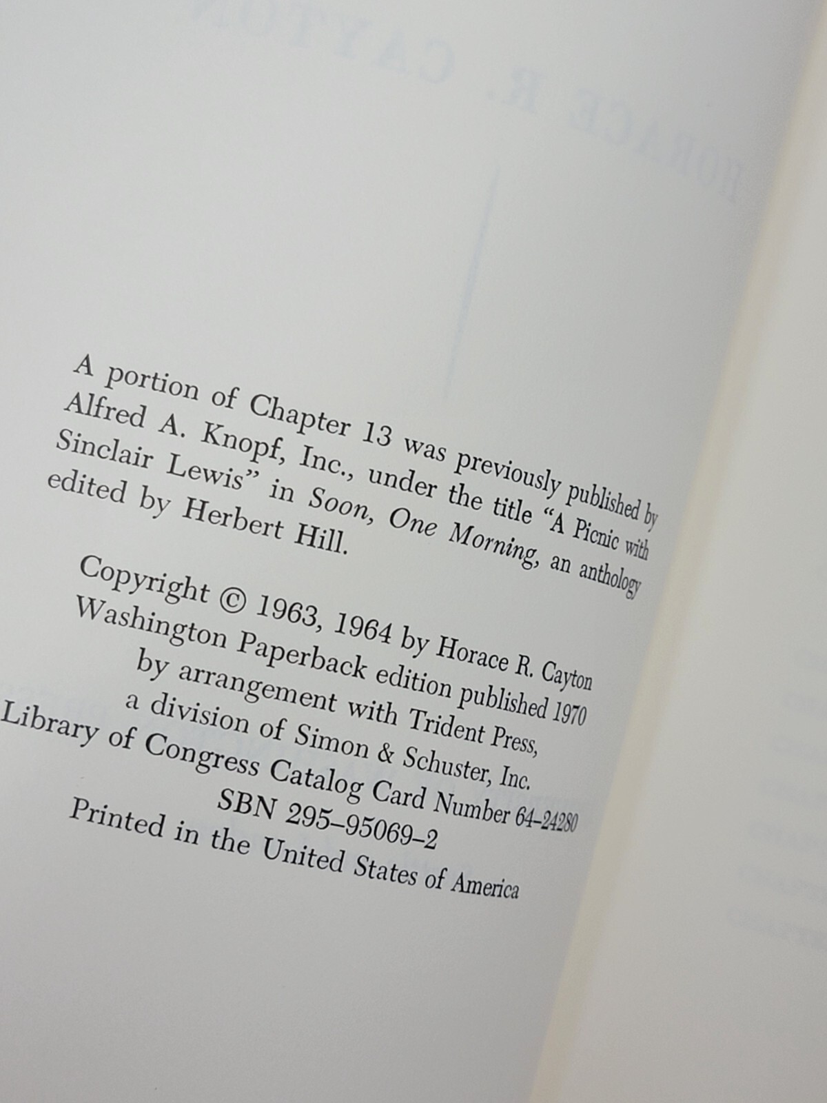 Horace R. Cayton Long Old Road : An Autobiography 1970 SC