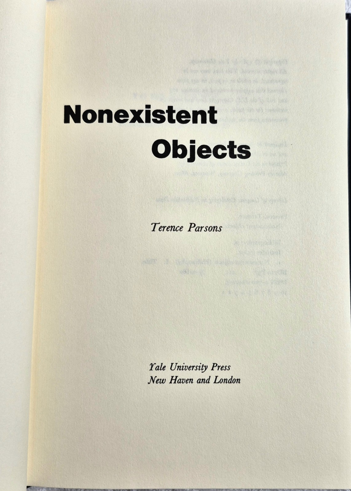 Nonexistent Objects (Terence Parsons • 1980 Yale University Press)