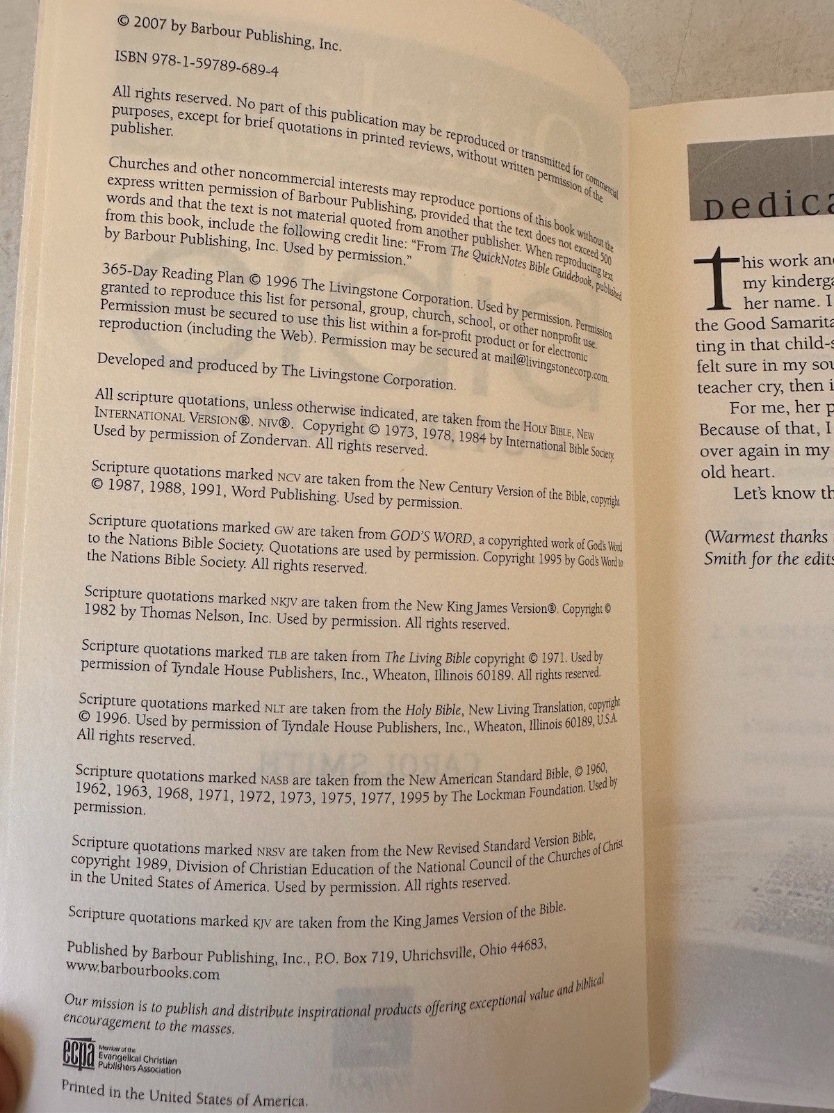 Quicknotes Bible Guidebook 2007 by Carol Smith