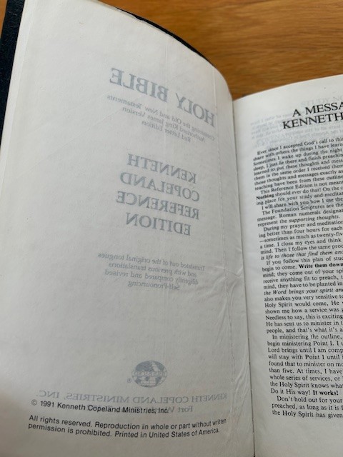 Holy Bible Kenneth Copeland Reference Ed KJV Red Letter GENUINE Leather 1991 VG