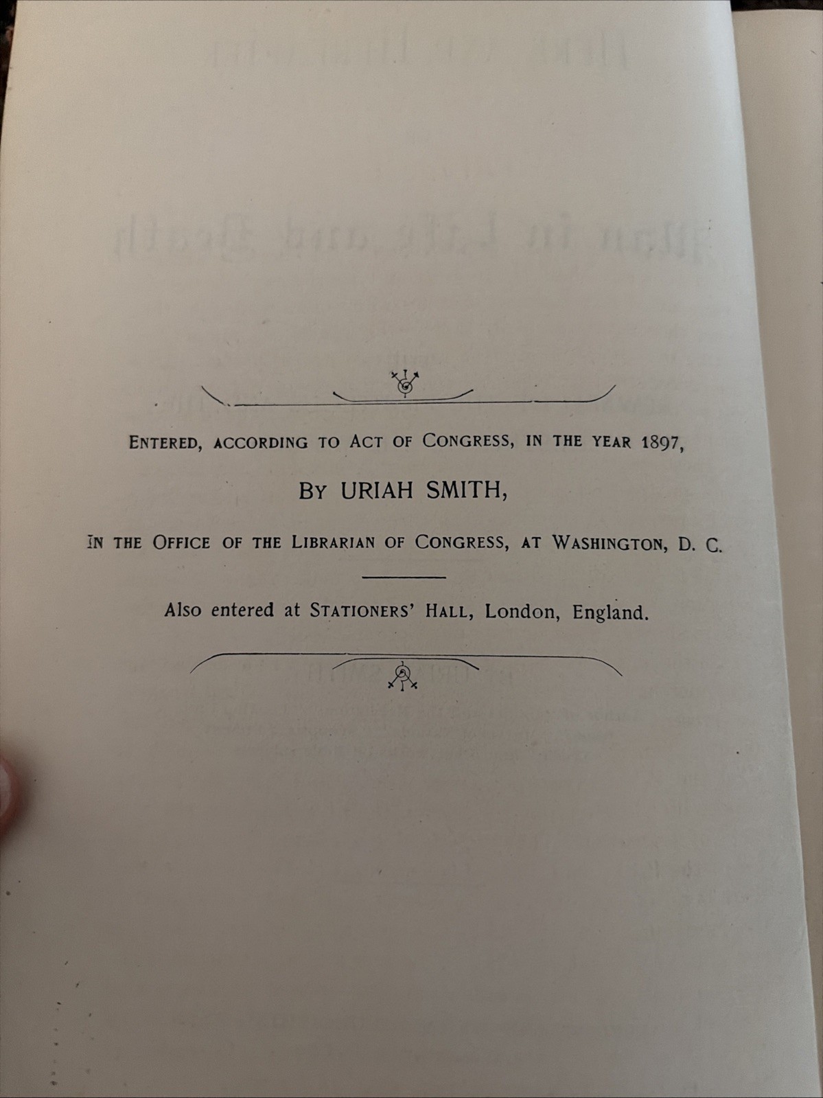 Uriah Smith- Here And Hereafter A Gift Of God Is External Life. Antique HC