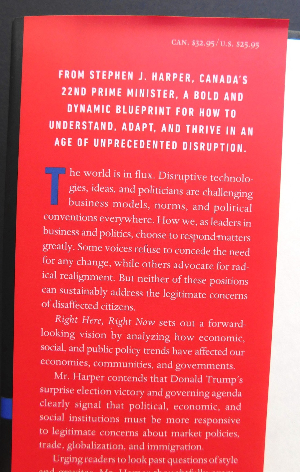 *SIGNED* Canada Prime Minister STEPHEN HARPER 232 pages HC RIGHT HERE RIGHT NOW