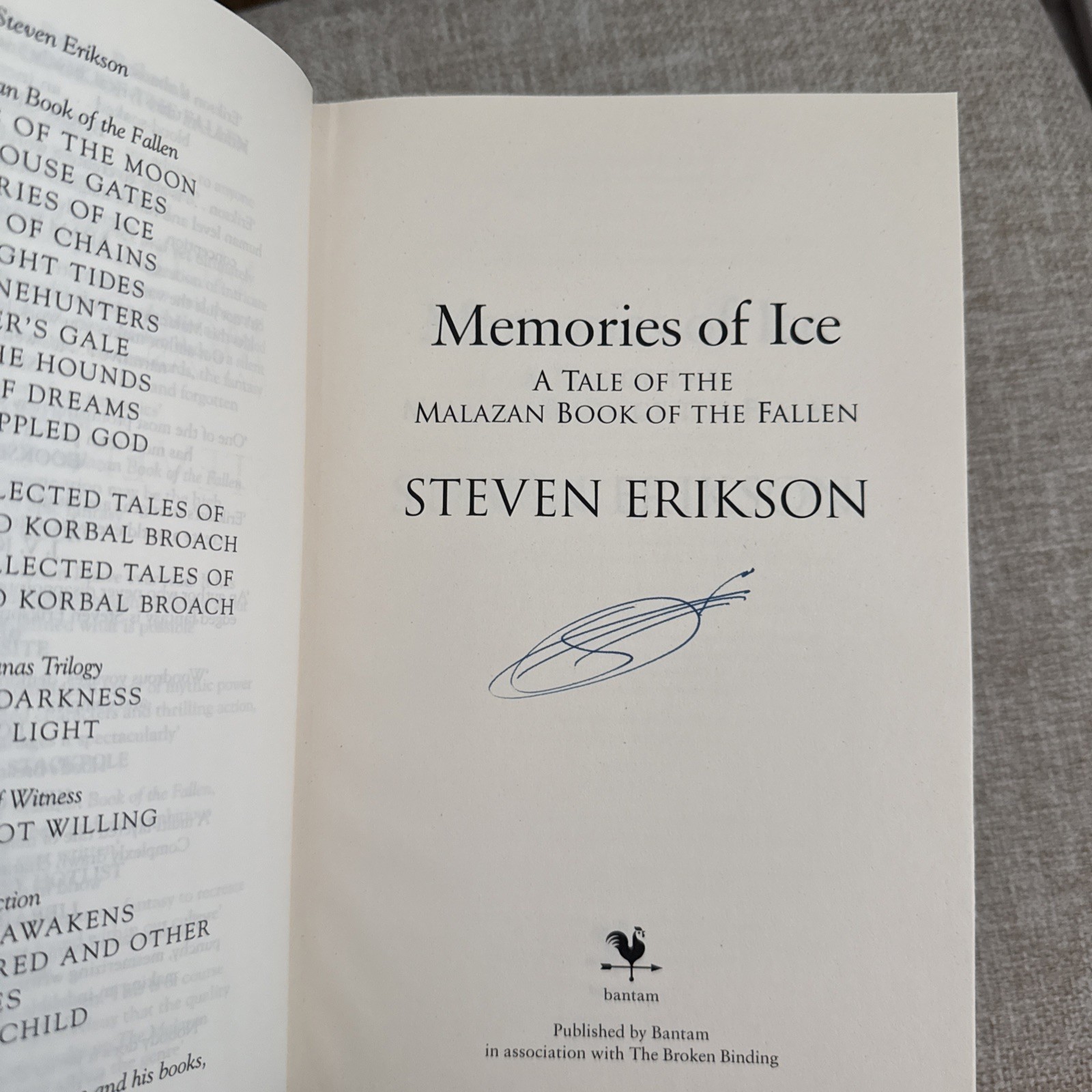 Steven Erikson (Signed) The Broken Binding Malazan Book of the Fallen 1-3 1st