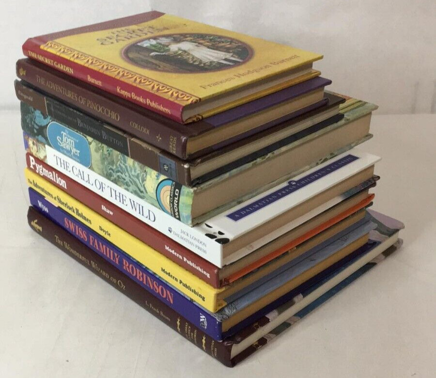 Classic Literature Lot of 9: Secret Garden Pinocchio Pygmalion Swiss Family Oz