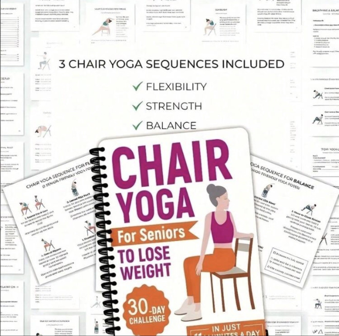 30 Day Chair Yoga for Seniors –Weight Loss Guide & Illustrated Exercise Notebook