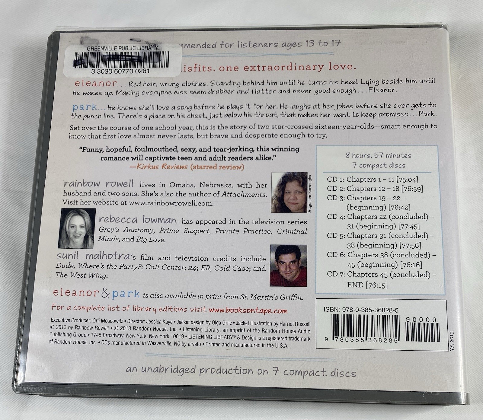 Eleanor & Park Rainbow Rowell Audiobook CD Ex Library