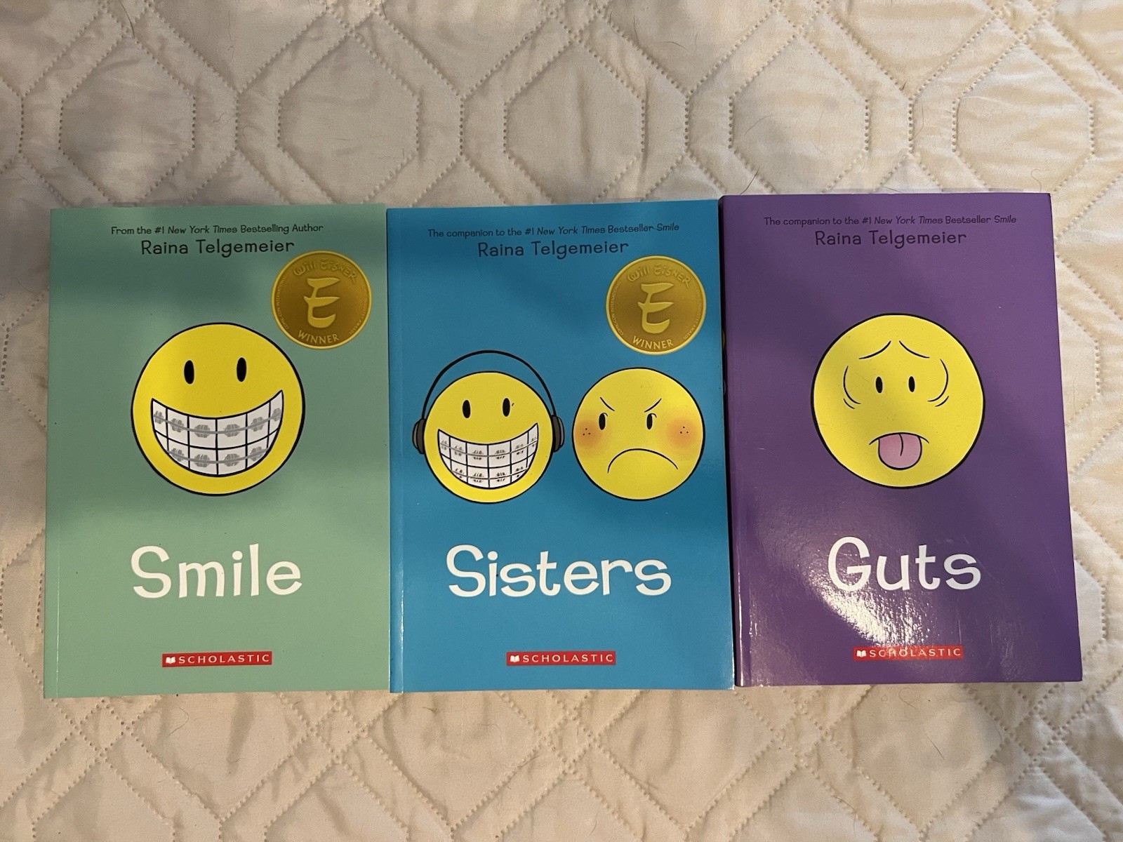 Lot 3 Raina Telgemeier Paperback Graphic Novels Smile Sisters Guts