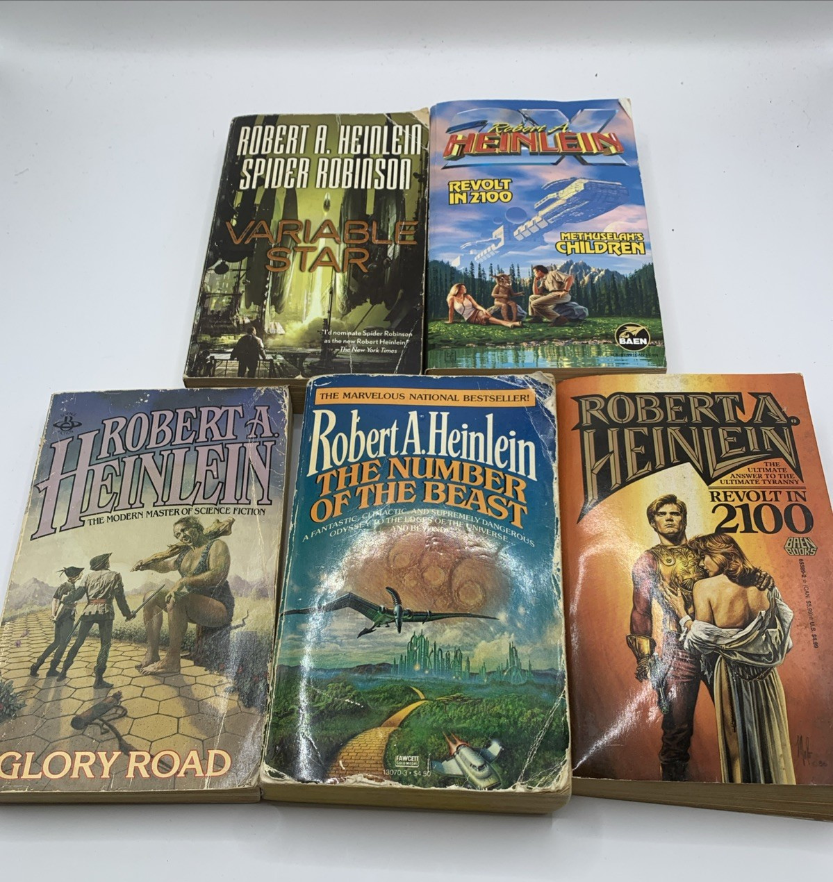 Robert Heinlein PB Lot 5 Vintage Sci Fi Signet Del Rey Ace Baen Books